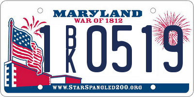 MD license plate 1BK0519