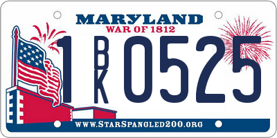 MD license plate 1BK0525