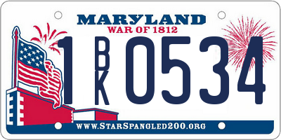 MD license plate 1BK0534