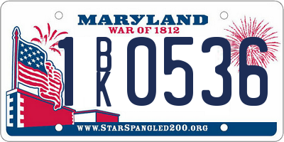 MD license plate 1BK0536