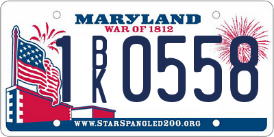MD license plate 1BK0558