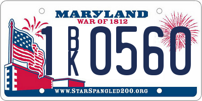 MD license plate 1BK0560
