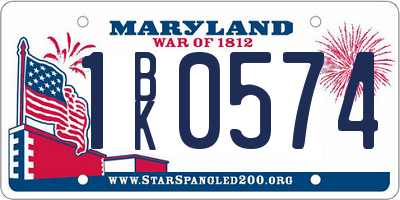 MD license plate 1BK0574