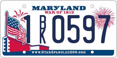 MD license plate 1BK0597