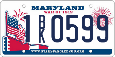 MD license plate 1BK0599
