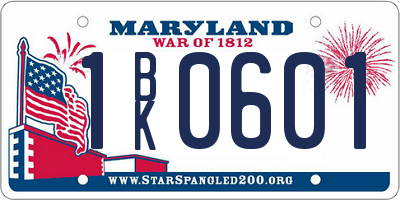 MD license plate 1BK0601