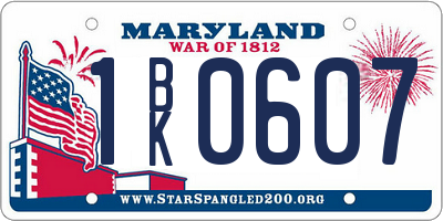 MD license plate 1BK0607