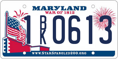MD license plate 1BK0613