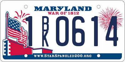 MD license plate 1BK0614