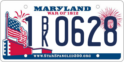 MD license plate 1BK0628