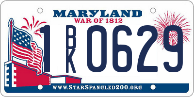 MD license plate 1BK0629