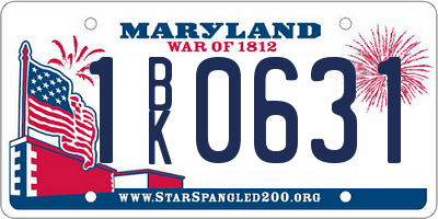 MD license plate 1BK0631