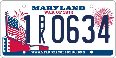 MD license plate 1BK0634