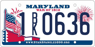 MD license plate 1BK0636