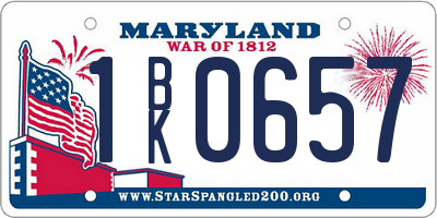 MD license plate 1BK0657