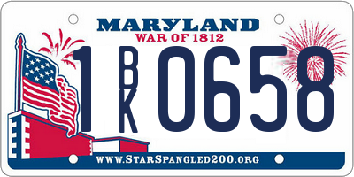 MD license plate 1BK0658