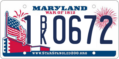 MD license plate 1BK0672