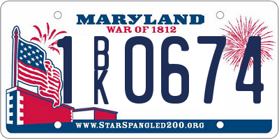MD license plate 1BK0674