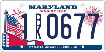 MD license plate 1BK0677