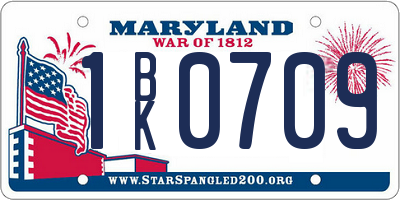 MD license plate 1BK0709