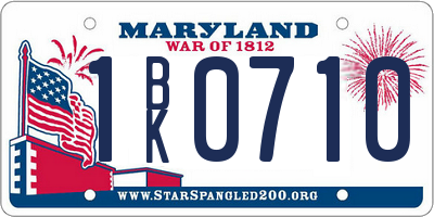 MD license plate 1BK0710