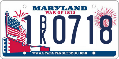 MD license plate 1BK0718