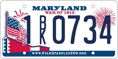 MD license plate 1BK0734