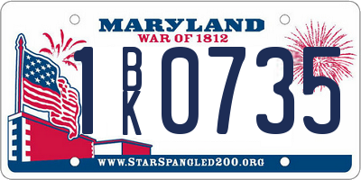 MD license plate 1BK0735