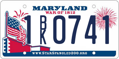 MD license plate 1BK0741