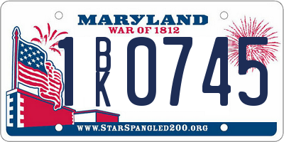 MD license plate 1BK0745