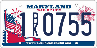 MD license plate 1BK0755