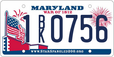 MD license plate 1BK0756