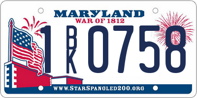 MD license plate 1BK0758