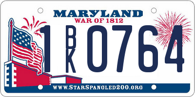 MD license plate 1BK0764