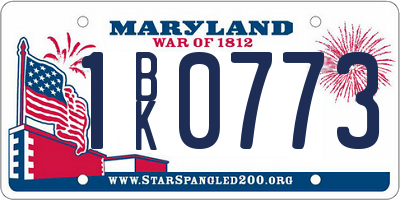 MD license plate 1BK0773