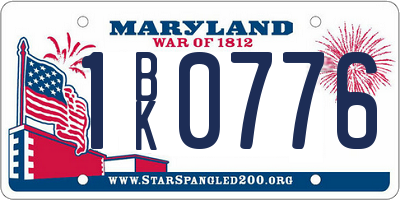 MD license plate 1BK0776