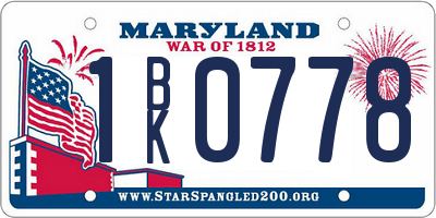 MD license plate 1BK0778
