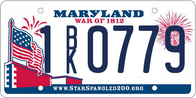 MD license plate 1BK0779