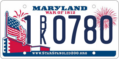 MD license plate 1BK0780
