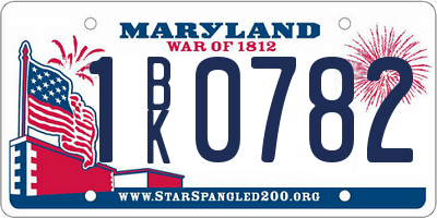MD license plate 1BK0782