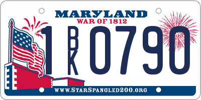 MD license plate 1BK0790