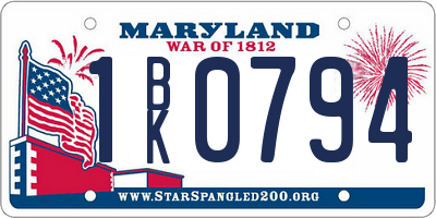 MD license plate 1BK0794
