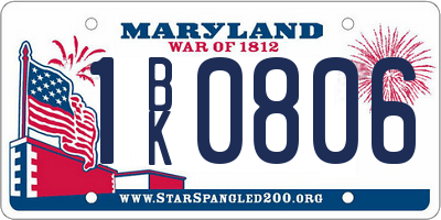 MD license plate 1BK0806