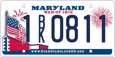 MD license plate 1BK0811