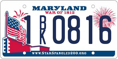 MD license plate 1BK0816