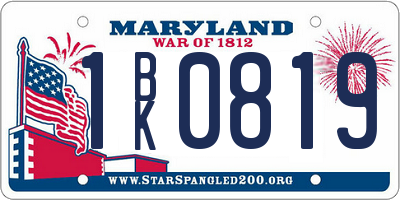 MD license plate 1BK0819
