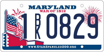 MD license plate 1BK0829