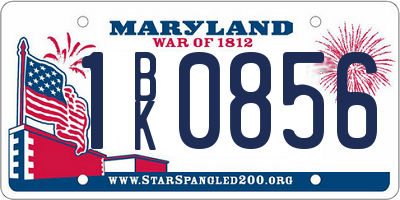MD license plate 1BK0856