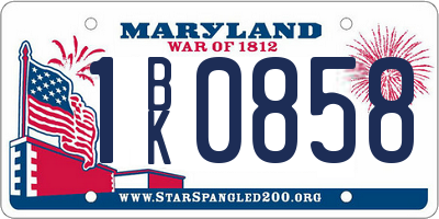 MD license plate 1BK0858
