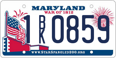 MD license plate 1BK0859